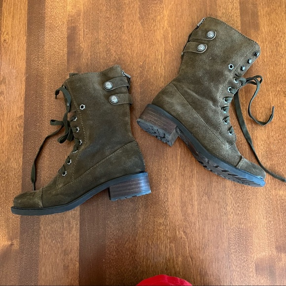 SAM EDELMAN | Olive green suede lace up combat moto style summer back zi… - Picture 4 of 15